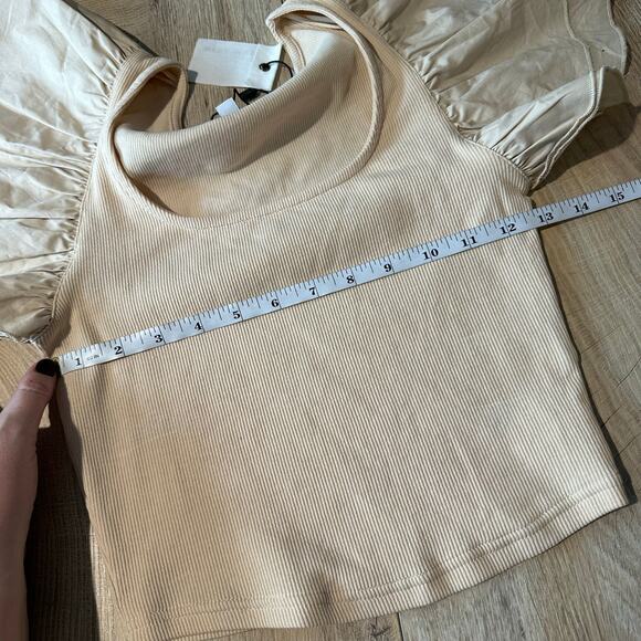 Miou Muse Ribbed Flutter Sleeve Top Blouse M - Picture 6 of 7